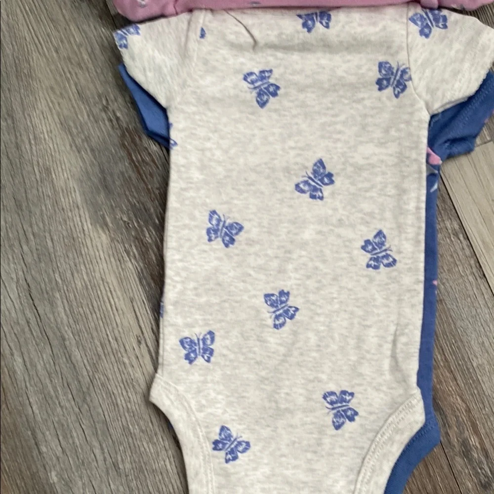 Set of 3 Carter's Blue and Pink Floral Bodysuit Set